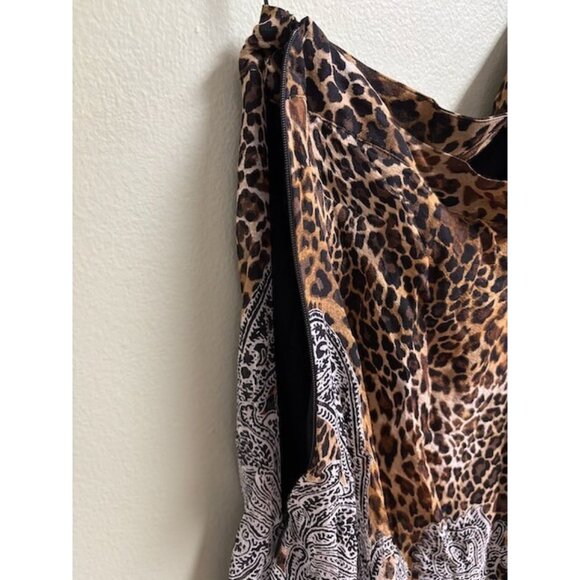 CACHE Womens Silk‎ Animal Print Top Size L Leopard Paisley Beaded Mob Wife Chic - Picture 8 of 14